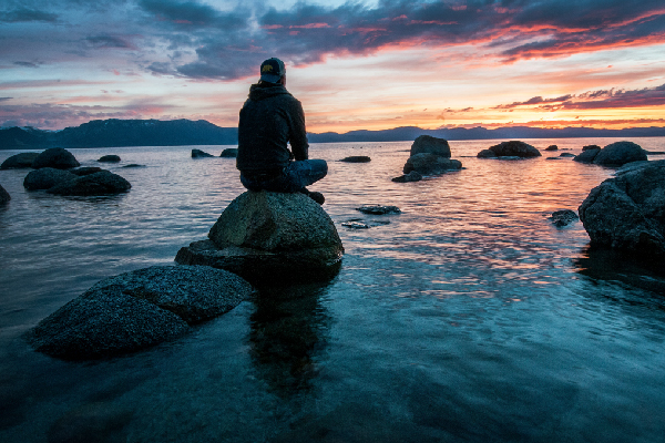 meditation on rock