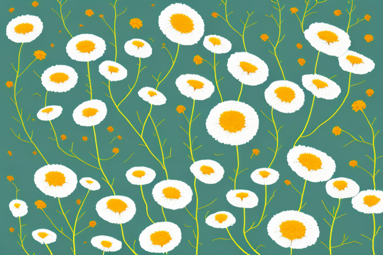 A feverfew plant with its leaves and flowers