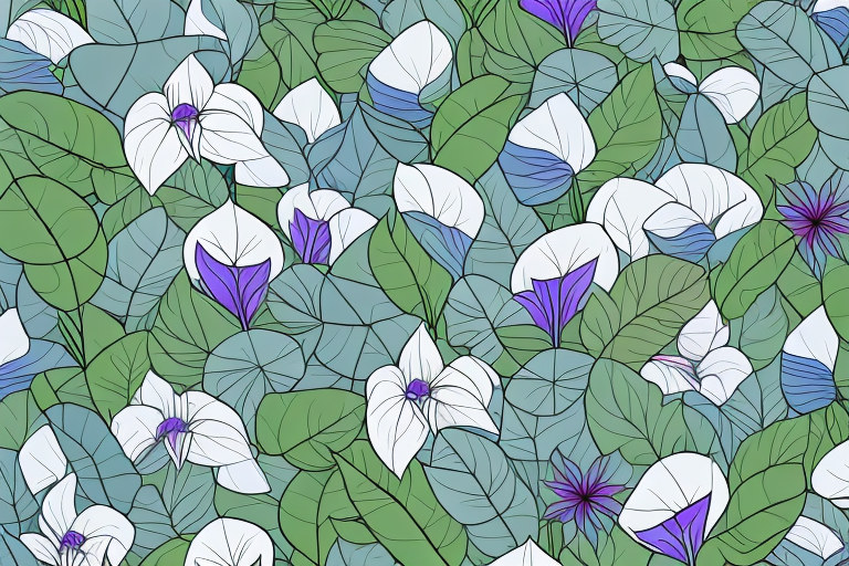 A dwarf morning glory plant with its leaves and flowers