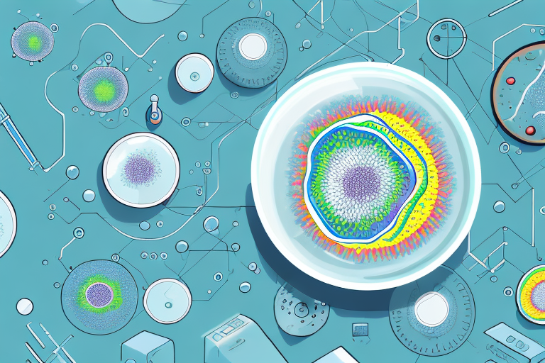 A laboratory setting with a scientist working with a petri dish containing a genetically modified organism