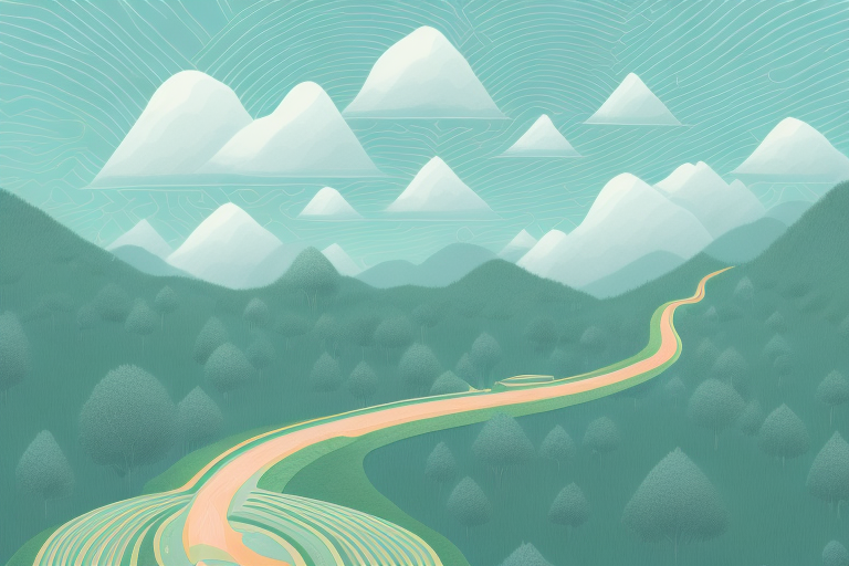 A peaceful landscape with a path winding through it