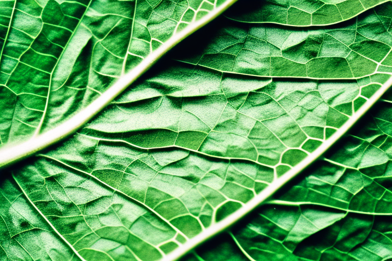 A kratom leaf with its veins and texture