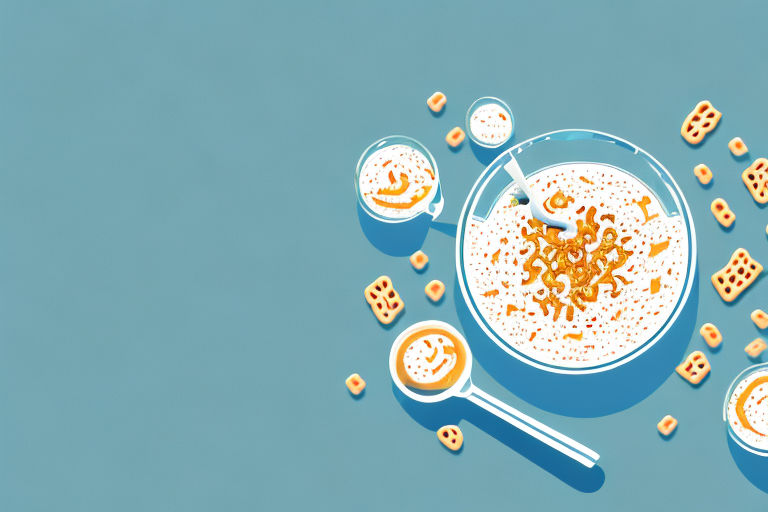 A bowl of cereal with a glass of milk