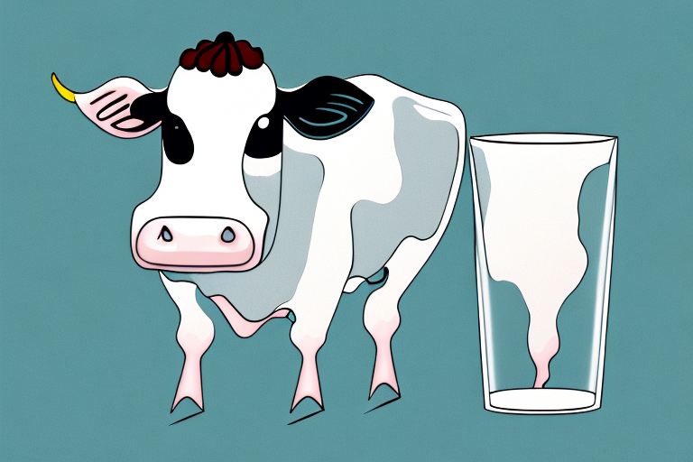 A glass of milk with a cow in the background