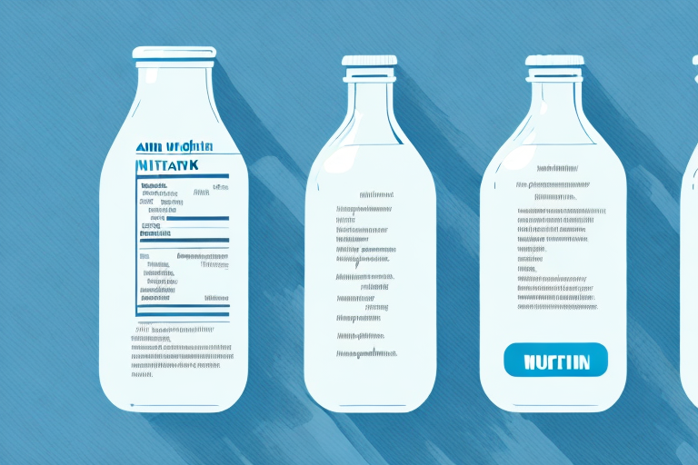 A glass of milk with a nutrition label
