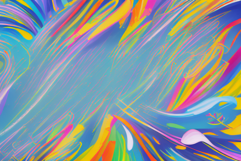 A paintbrush and canvas with vibrant colors and swirls