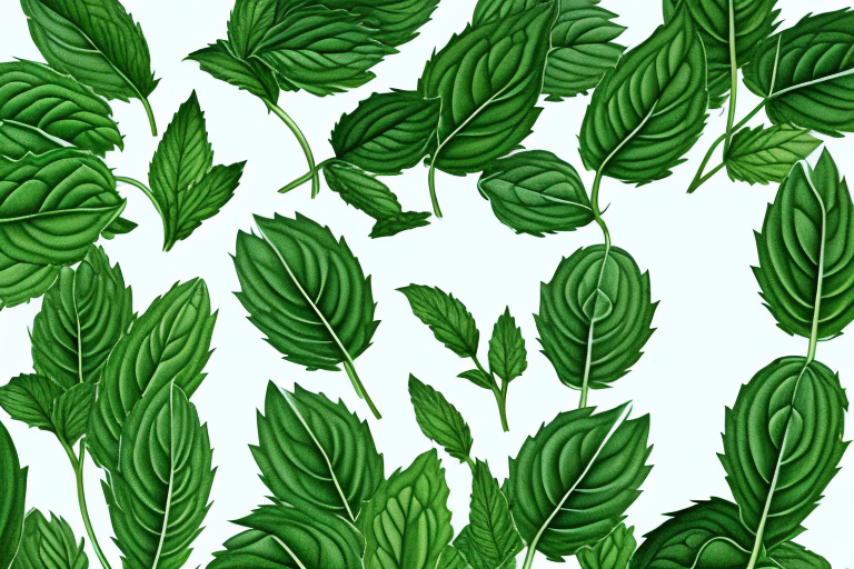 A peppermint plant with its leaves and stem