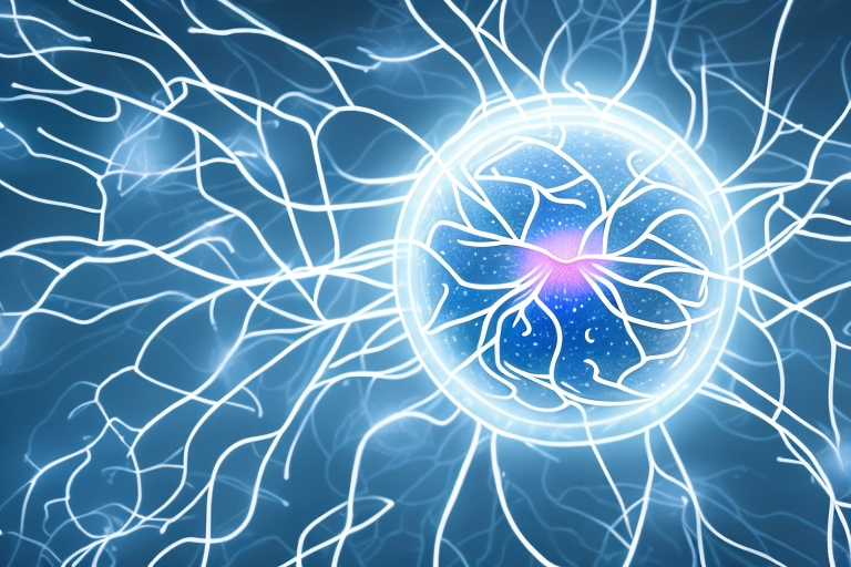A neuron with a glowing halo of light around it