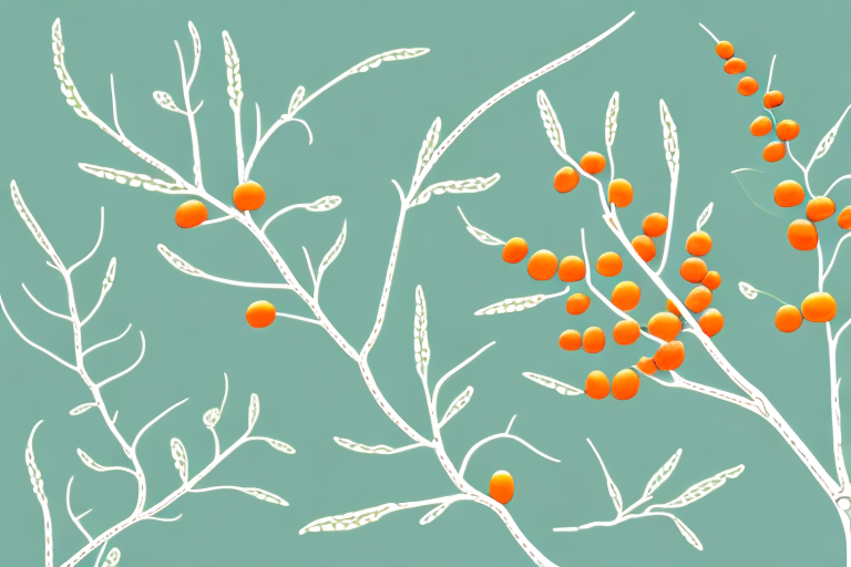 A sea buckthorn plant with its leaves