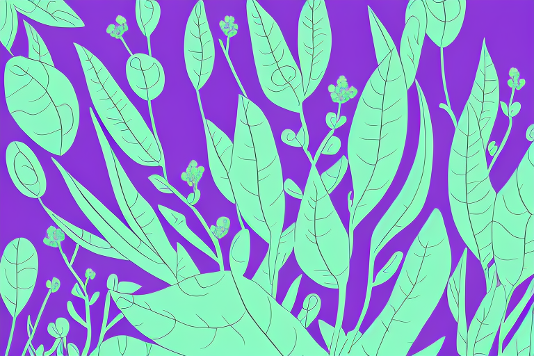 A plant with purple flowers and grey-green leaves