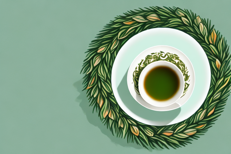 A teacup filled with green tea