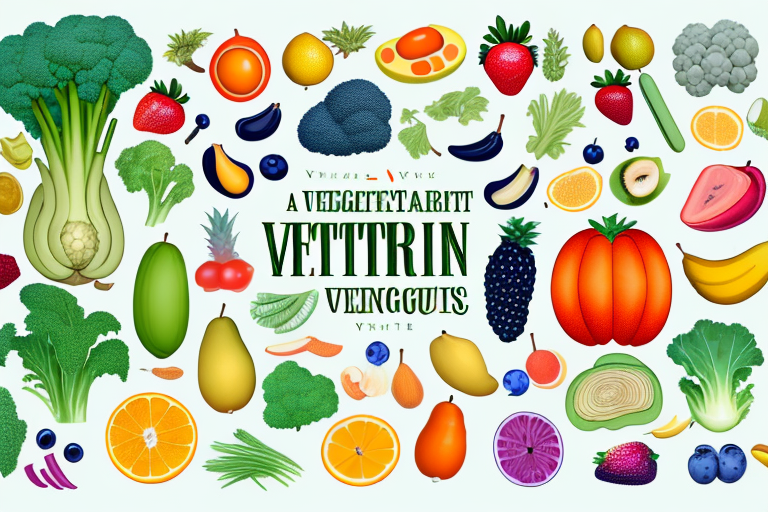 A variety of fruits and vegetables with a focus on those that are high in vitamin a