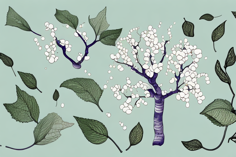 A white mulberry tree with its leaves and fruit