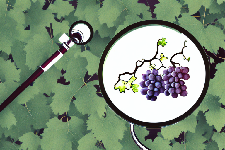 A grapevine with leaves and clusters of grapes
