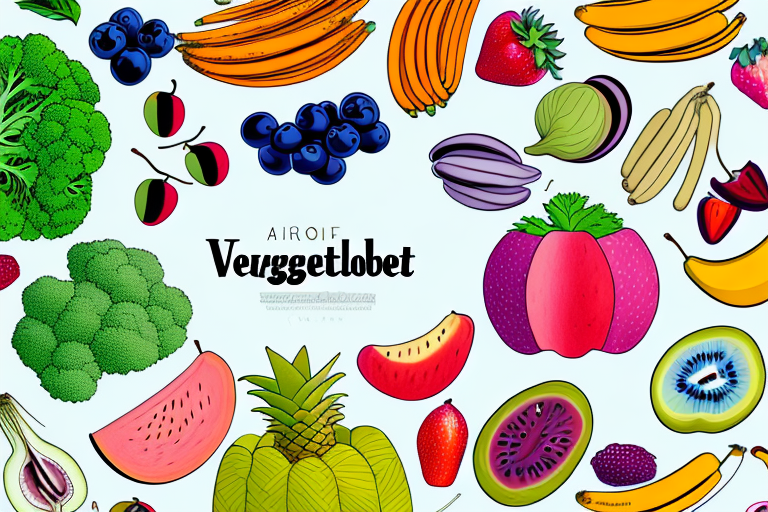 A variety of colorful fruits and vegetables arranged in a bowl