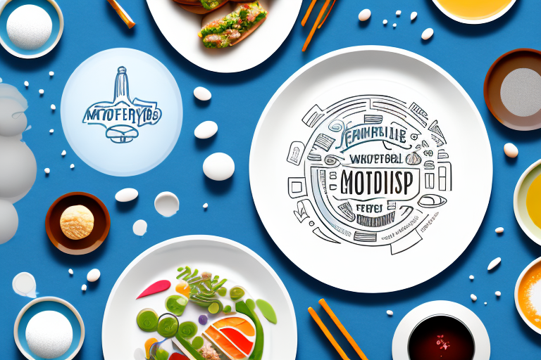 A plate of food with a magnifying glass hovering over it