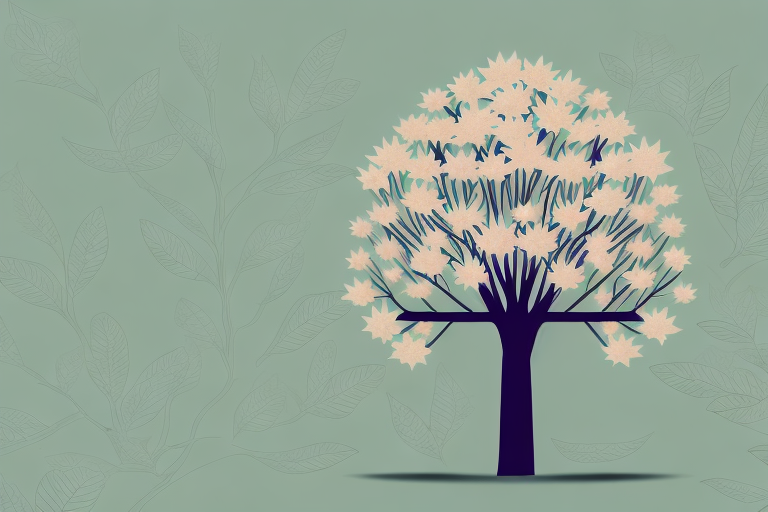 A butea monosperma tree with its leaves and flowers in full bloom