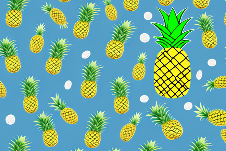 A pineapple with a magnifying glass to emphasize the discovery of the benefits of bromelain