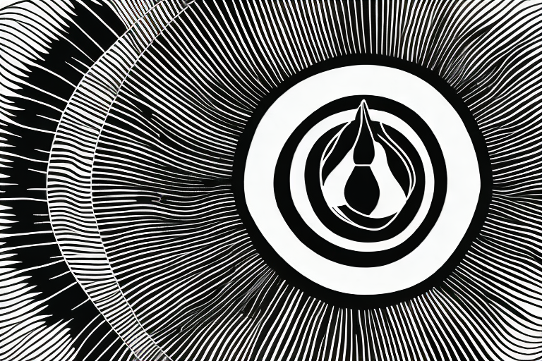 A black seed with a halo of light radiating from it