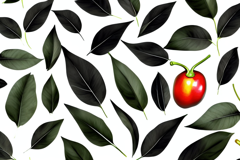 A black pepper plant with its leaves
