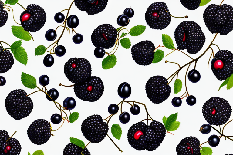 A black currant bush with ripe